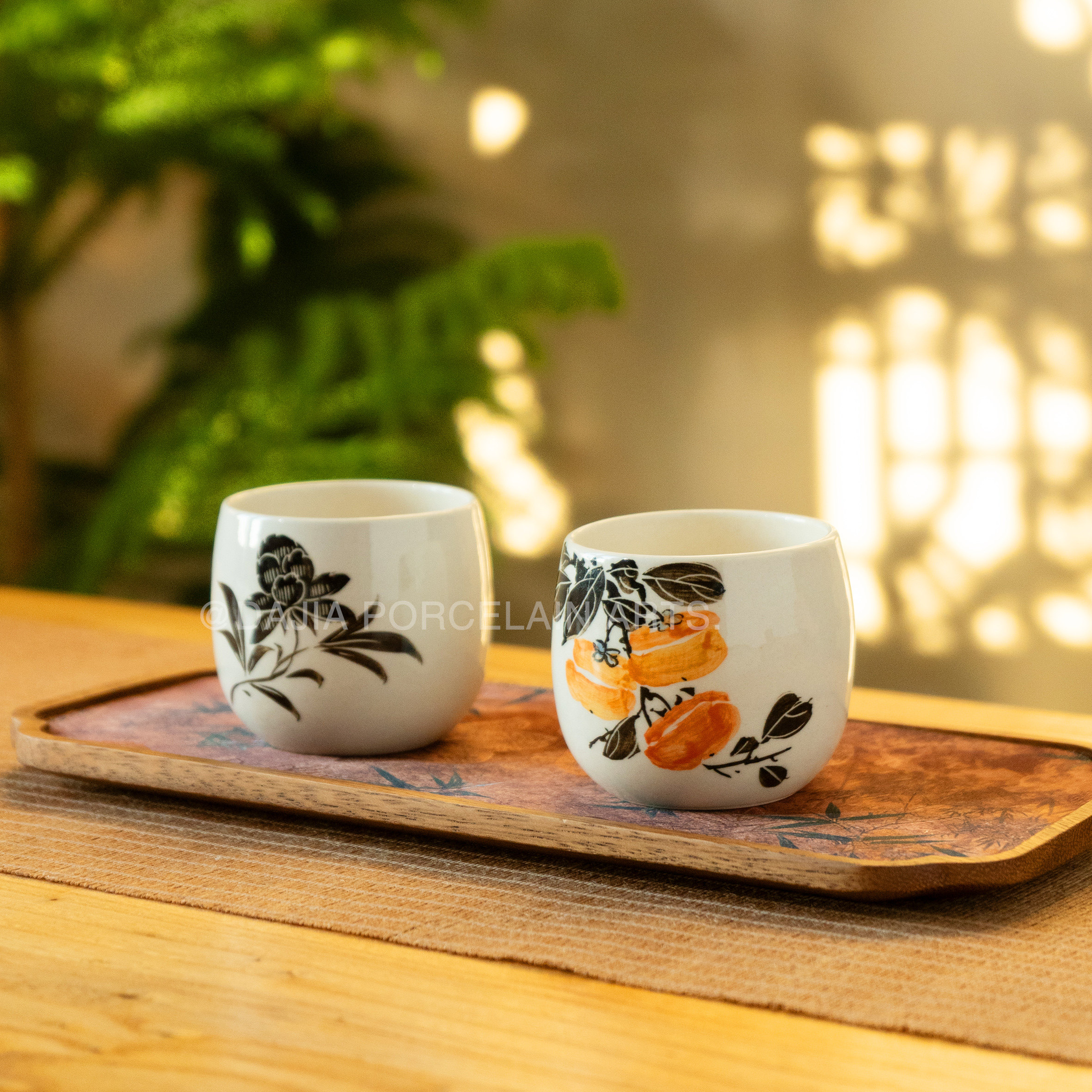 磁州窑安磁陶瓷茶杯一对功夫茶具