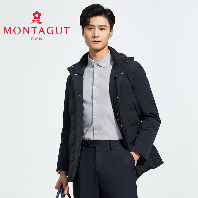 梦特娇[90白鹅绒]中长款羽绒服男