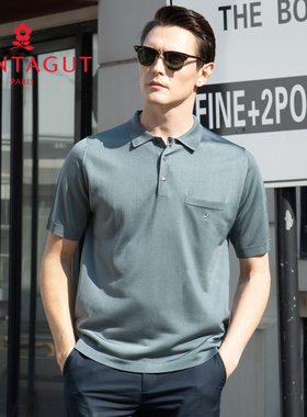 梦特娇[进口亮丝/专柜款]短袖T恤男夏季经典翻领平版polo衫320263