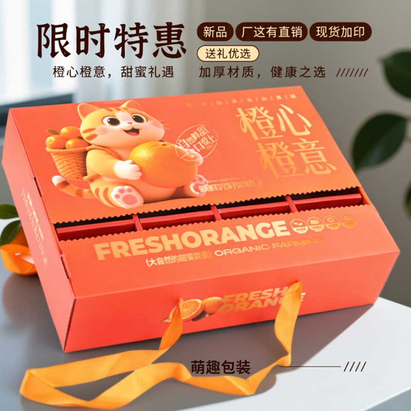 通用橙子礼盒空盒12枚装可定制