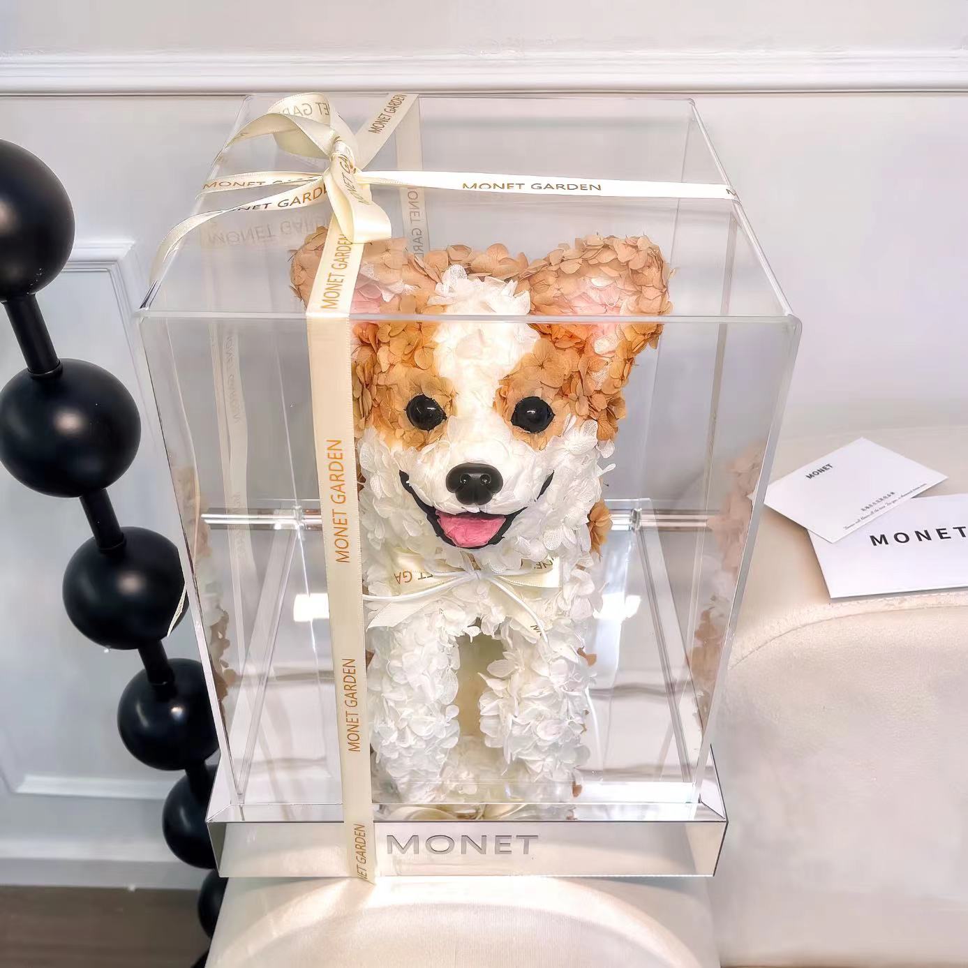 MONET柯基狗狗永生花摆件