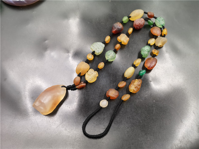 天然正品阿拉善玛瑙原石毛衣链 男女款玛瑙项链 特价