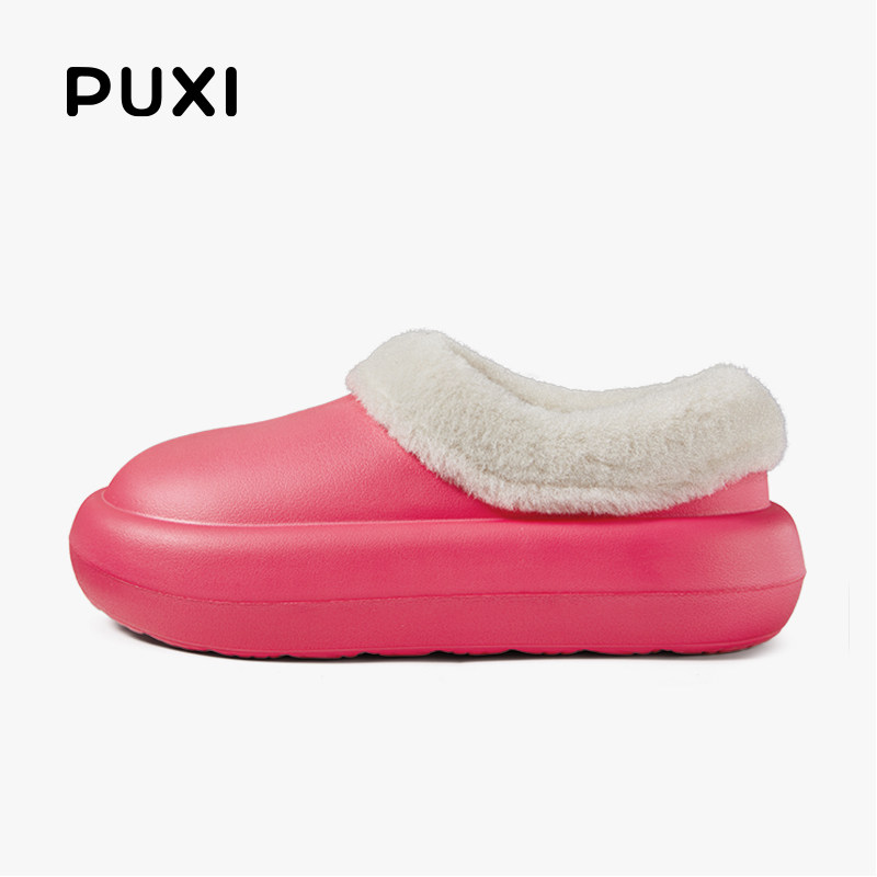 posee朴西浮云卷防水可外穿保暖棉鞋女士冬季居家室内厚底棉拖鞋