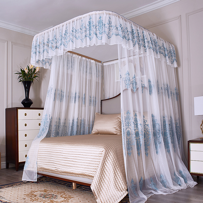 导轨蚊帐家用加厚u型轨道支架夏天公主F风高端加密纹帐2021年新款