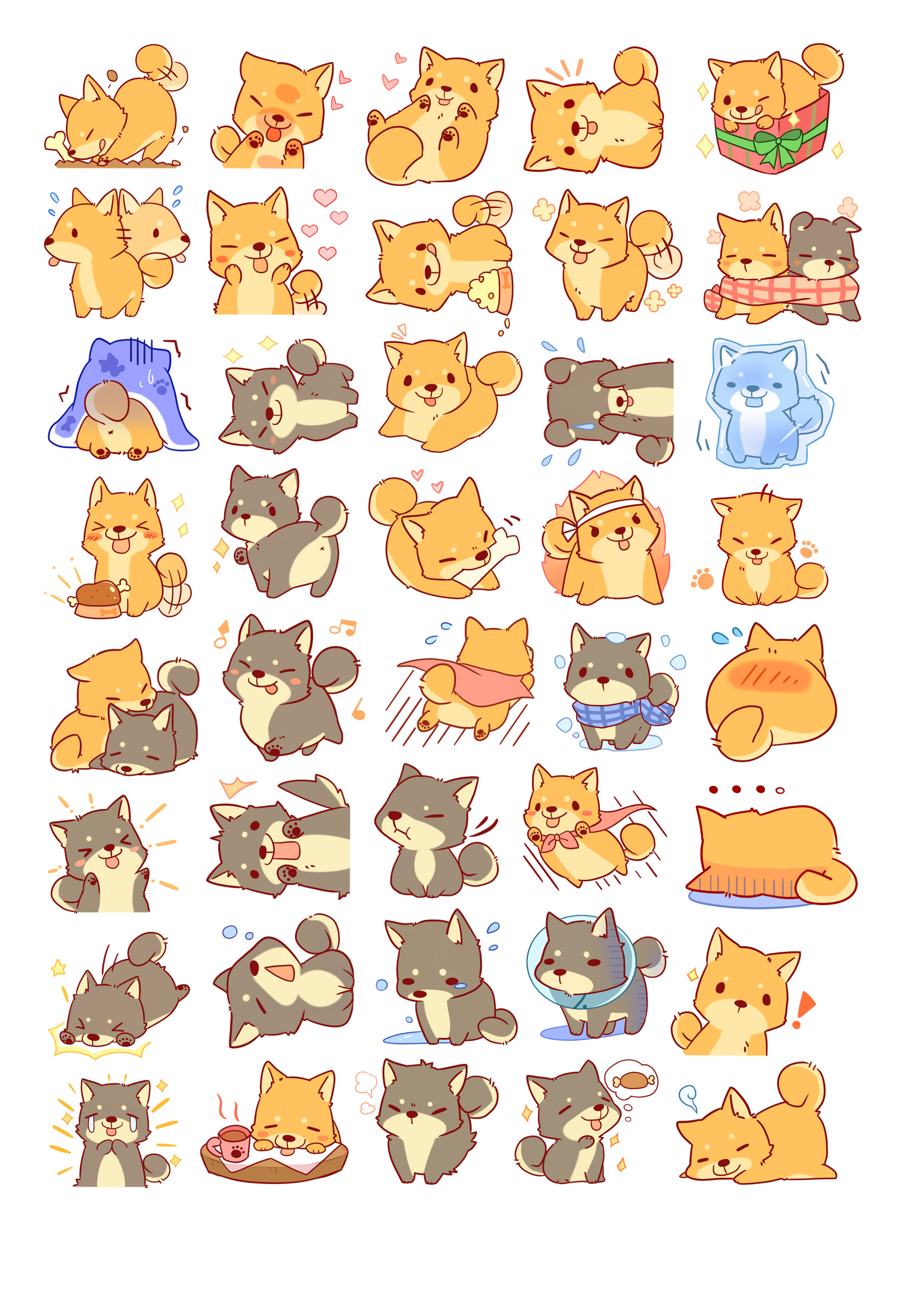 可爱小狗狗狗自制贴纸包 diy手账装饰贴纸