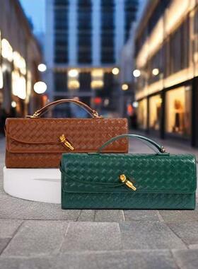 2025新款小众设计编织晚宴包单肩女包法棍包风琴包横款手提斜挎包