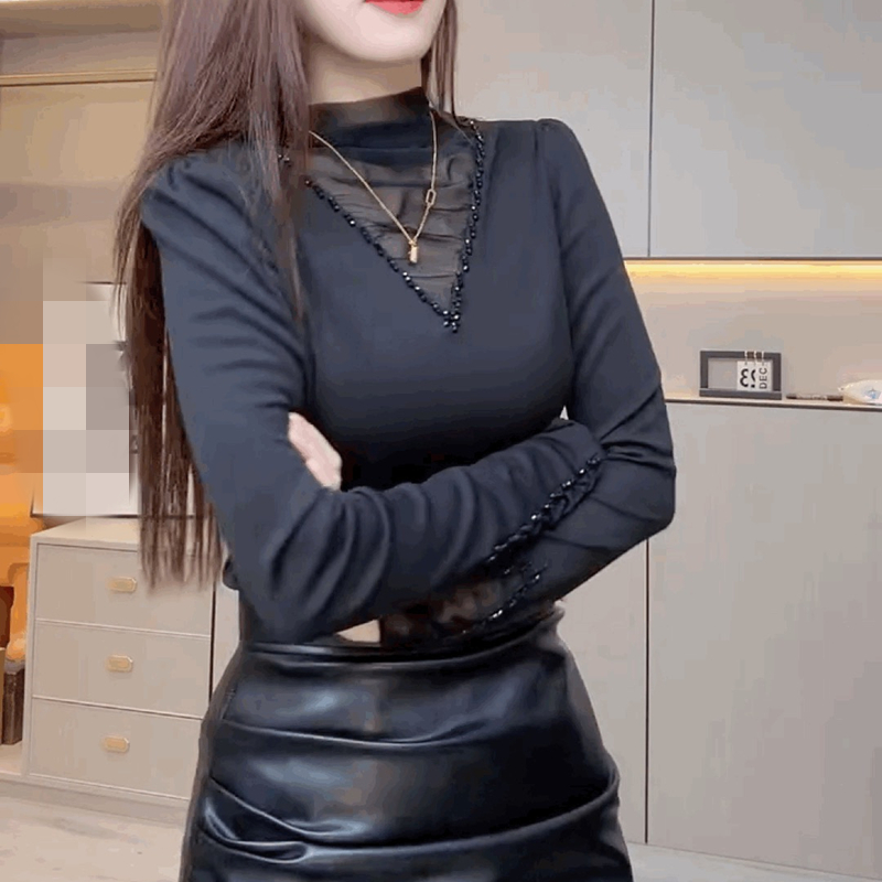 磨毛加薄绒保暖T恤小衫女