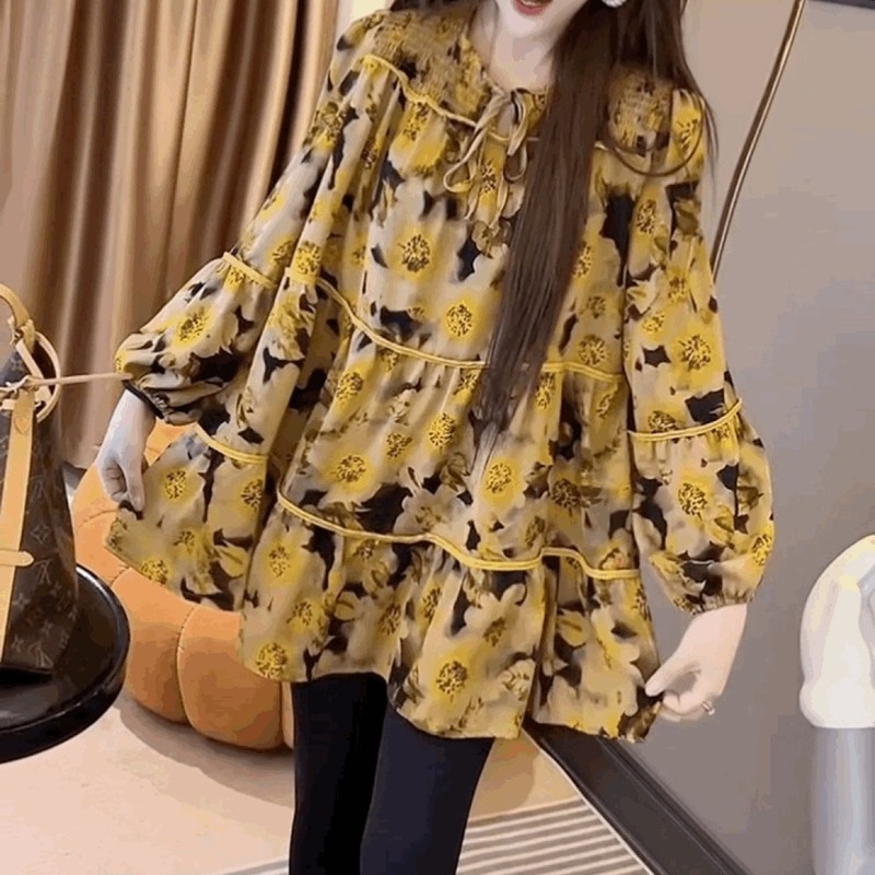 洋气高级感碎花雪纺连衣裙女法式新款显瘦遮肉裙子百搭高级感短裙