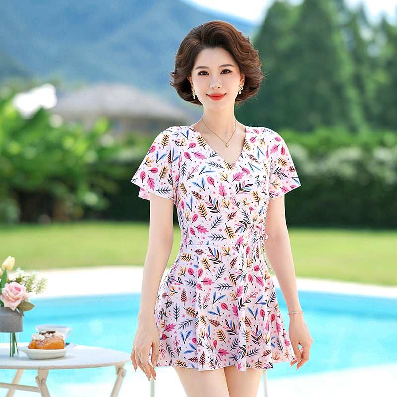 2026新款中老年妈妈泳衣女泡连体泳衣
