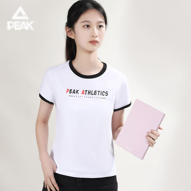 匹克短袖女圆领运动休闲T恤
