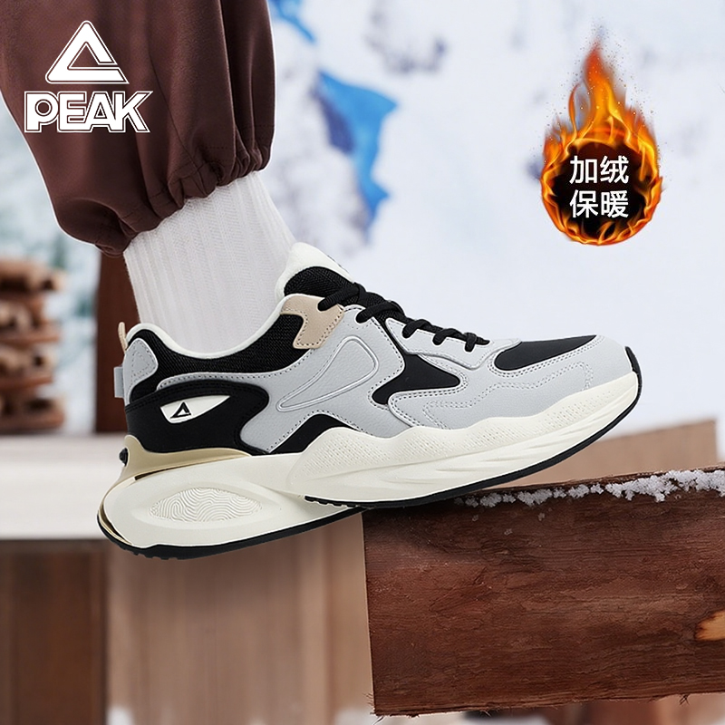 匹克态极男鞋冬季加绒加厚面包鞋厚底老爹鞋2025新款保暖运动鞋子