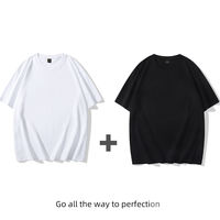 (Buy one get one free) Men's and women's short-sleeved pure cotton T-shirts with a base layer, paired with summer loose half-sleeved T-shirts in solid colors thumbnail 2