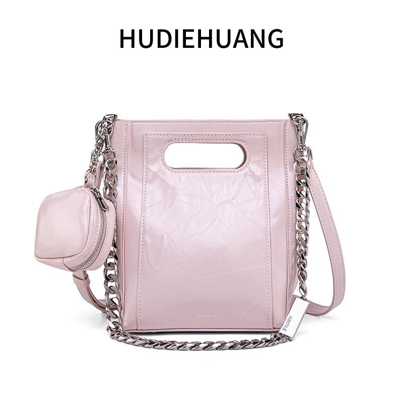 HUDIEHUANG粉色少女心手提小包链条零钱包百搭斜挎单肩托特包女包