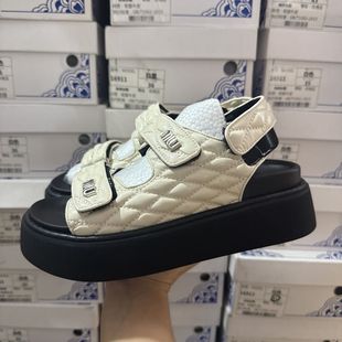 女新款 品牌撤柜断码 运动休闲松糕底增高沙滩鞋 厚底真皮凉鞋 女夏季