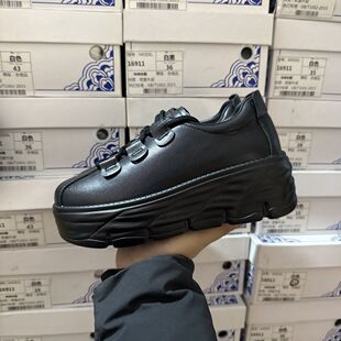 增高皮鞋 女春秋百搭韩版 女ins 厚底真皮松糕鞋 7cm轻便实体撤柜断码