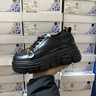 百搭甜 女春秋小个子增高皮鞋 7cm轻便商场撤柜断码 厚底真皮乐福鞋