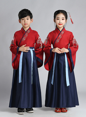 国学服装儿童演出服男女三字经弟子规毕业典礼小学入学汉服演出服