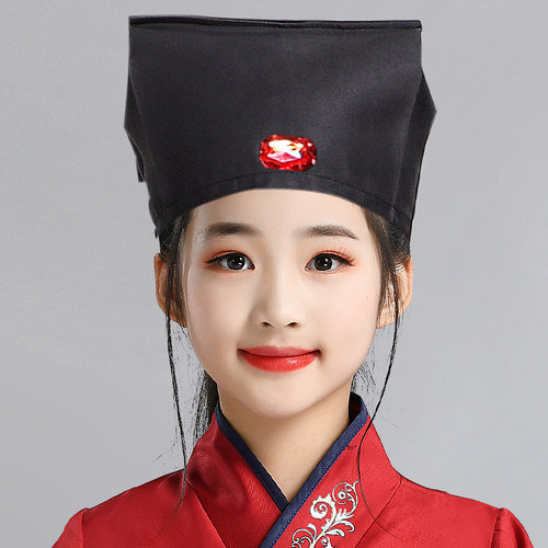 红宝石汉帽状元帽汉服帽子书童