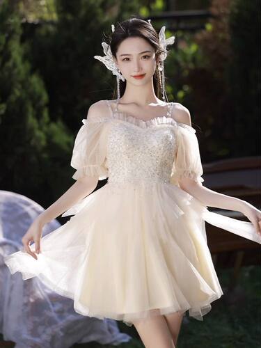法式洋装小晚礼服2026新款生日派对直播名媛宴会公主伴娘连衣裙女
