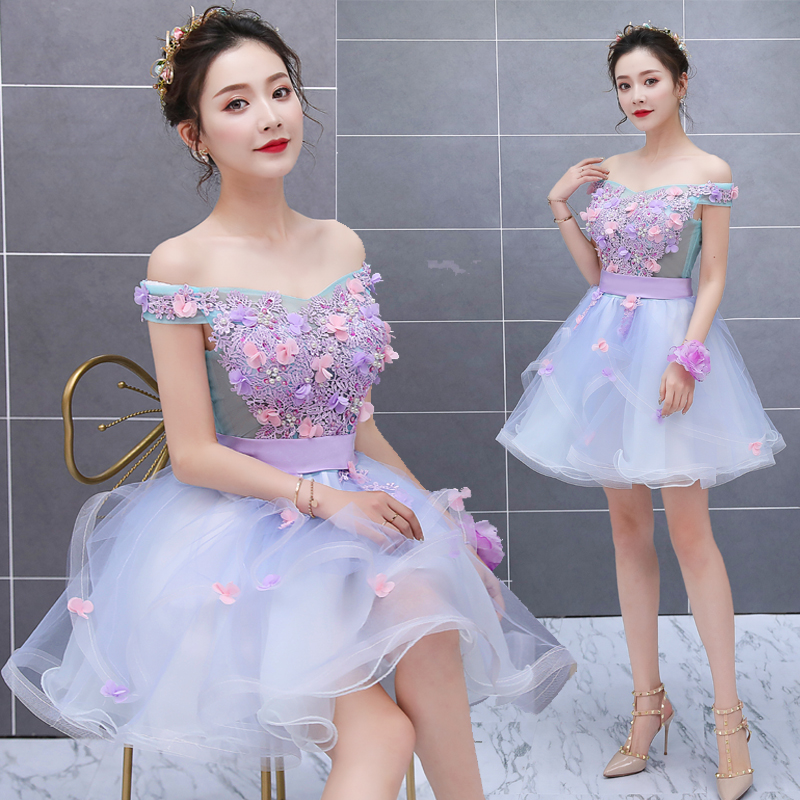 0彩纱蓬蓬裙宴年女仙小晚礼服