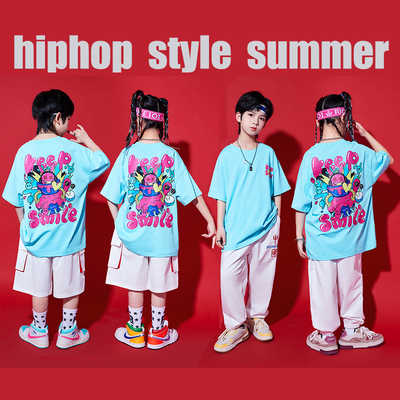演出服嘻哈hiphop夏女童炸街套装