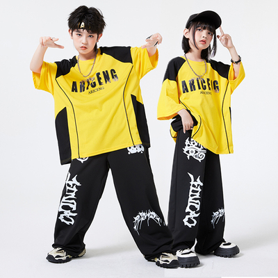 儿童嘻哈男童街舞潮服酷帅短袖