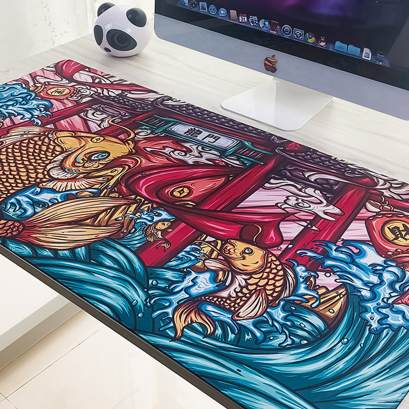 凯悉国潮超大号鼠标垫中国风加厚锁边防滑防水办公桌电脑电竞游戏创意天然橡胶男女生家用个性动漫键盘桌垫子