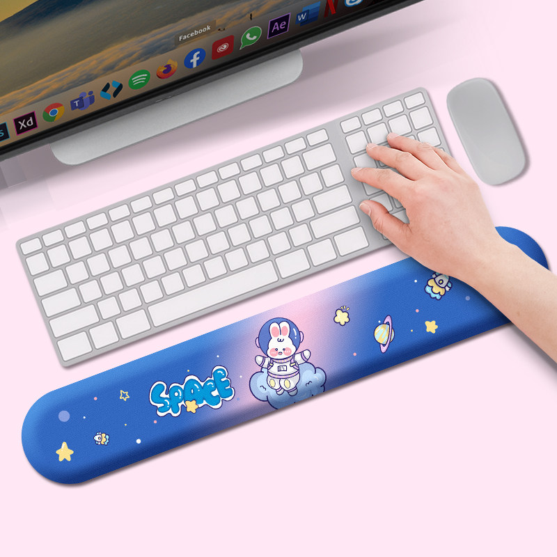 创意航空兔记忆棉键盘手托鼠标垫护腕硅胶可爱女生二次元卡通掌枕