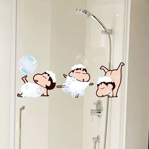 蜡笔小新卡通防水浴室遮丑贴