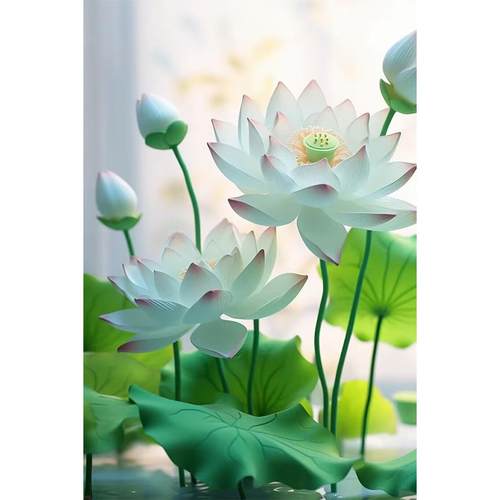 入户玄关装饰画自粘贴画荷花防水壁画走廊过道贴纸客厅背景自粘画