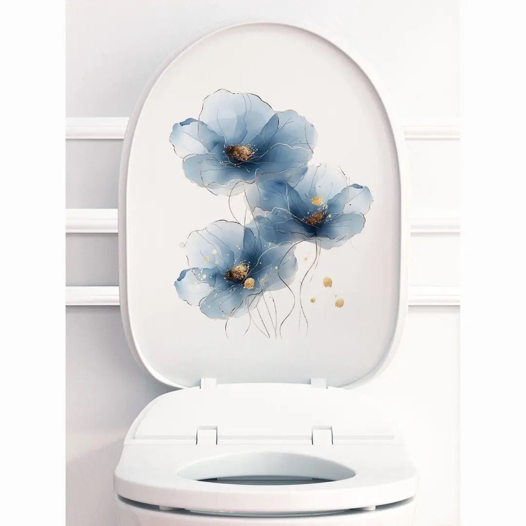 简约植物花朵贴纸厕所防水浴室瓷砖马桶盖水箱装饰贴画清新