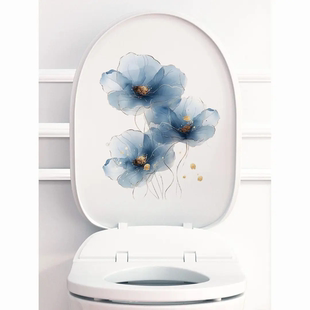 简约植物花朵贴纸厕所防水浴室瓷砖马桶盖水箱装饰贴画清新