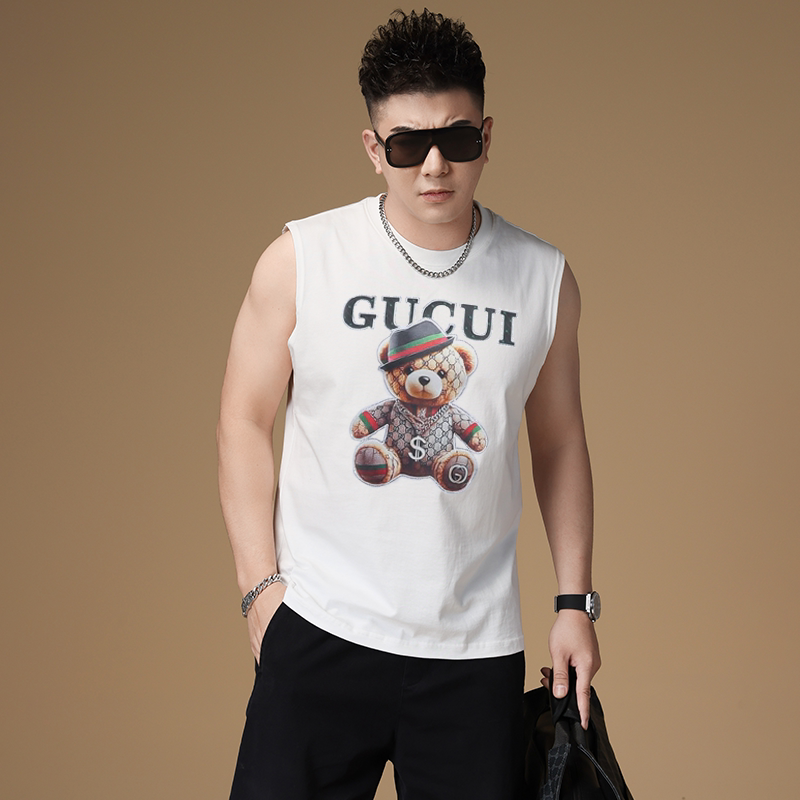 欧洲站无袖背心男士夏季潮牌健身运动坎肩衣服打底衫男装短袖t恤