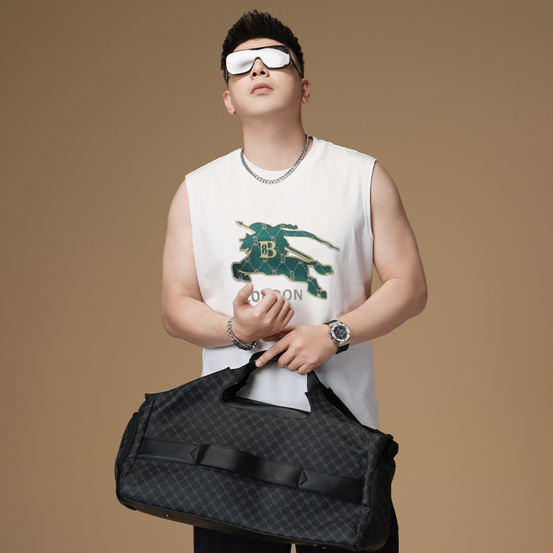 欧洲站高端无袖背心男士夏季潮牌运动坎肩衣服打底衫男装短袖t恤