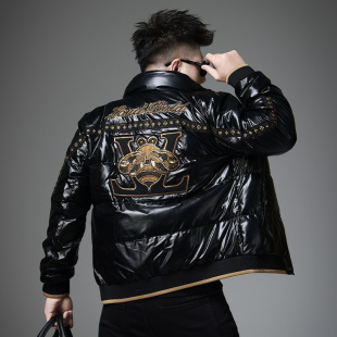 潮牌轻奢刺绣防寒服外套男上衣 冬季 欧洲站男士 高端羽绒服2025新款