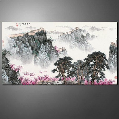 古塞春晖白雪石长城国画水墨山水画中式客厅装饰挂画微喷宣纸画心