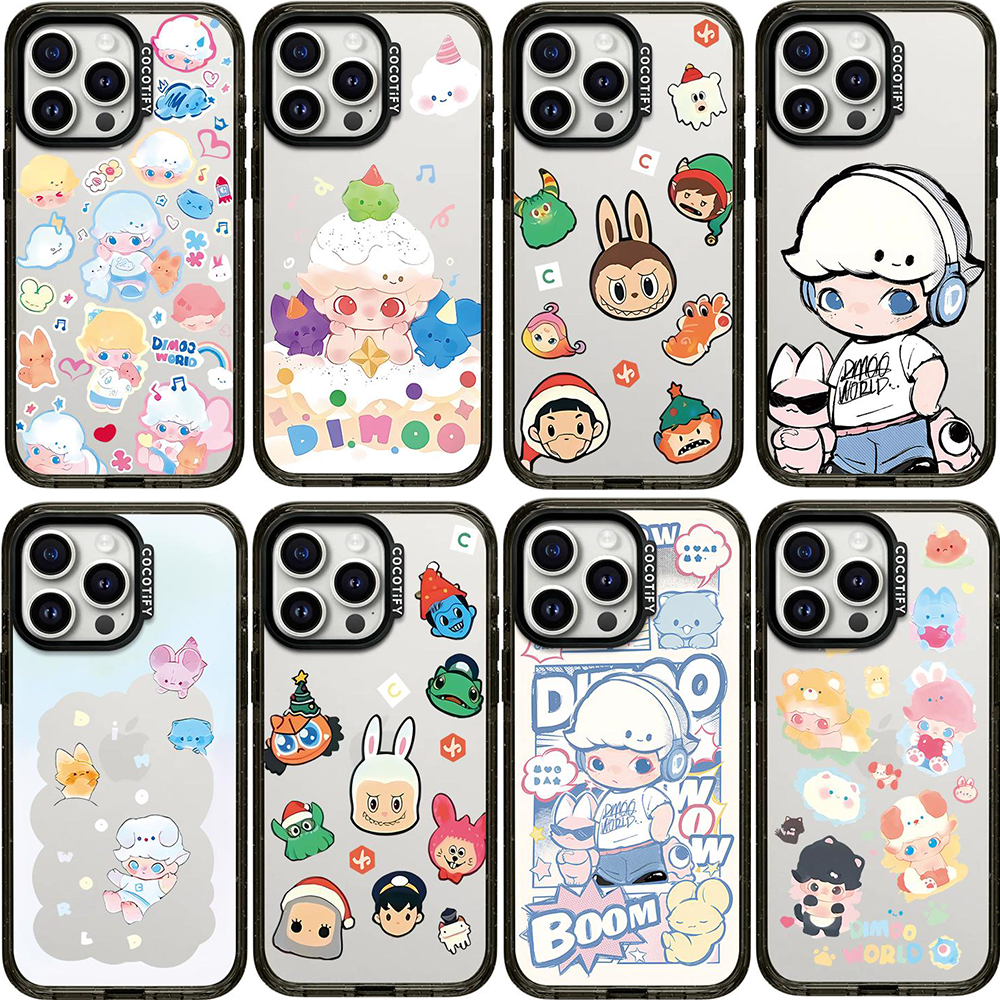 DIMOO WORLD联名DIMOO与小伙伴适用于iPhone16ProMax/16Pro/15ProMax/14ProMax透明手机壳情侣款潮牌
