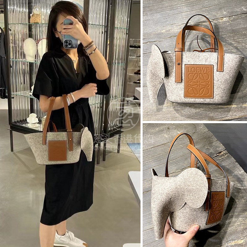 loewe/罗意威 ss22春夏 拼接大象logo压花休闲单肩手提包