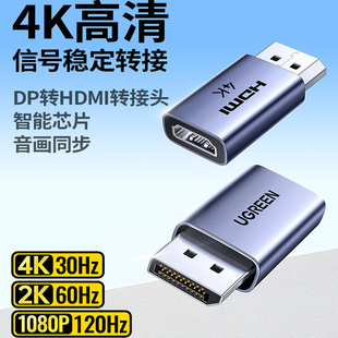 UGREEN绿联DP转HDMI转换器公对母4k高清连接线DP132/130/124CM796