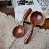 2支高颜值沙比利高档木勺小汤勺木质短柄喝汤勺榉木小汤勺嗦粉勺