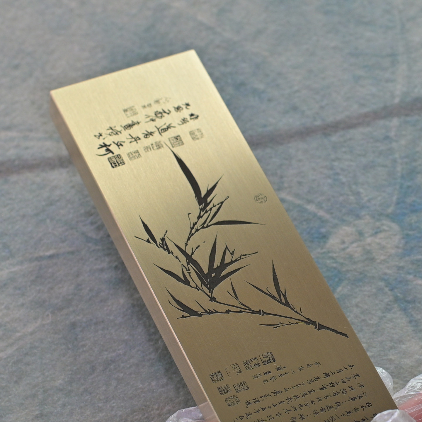 雕刻墨竹四君子黄铜镇纸实心纯铜镇尺工艺礼品摆件送朋友国画