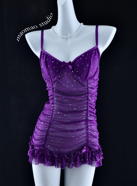 性感亮片吊带睡裙2025女夏网纱高级感睡衣