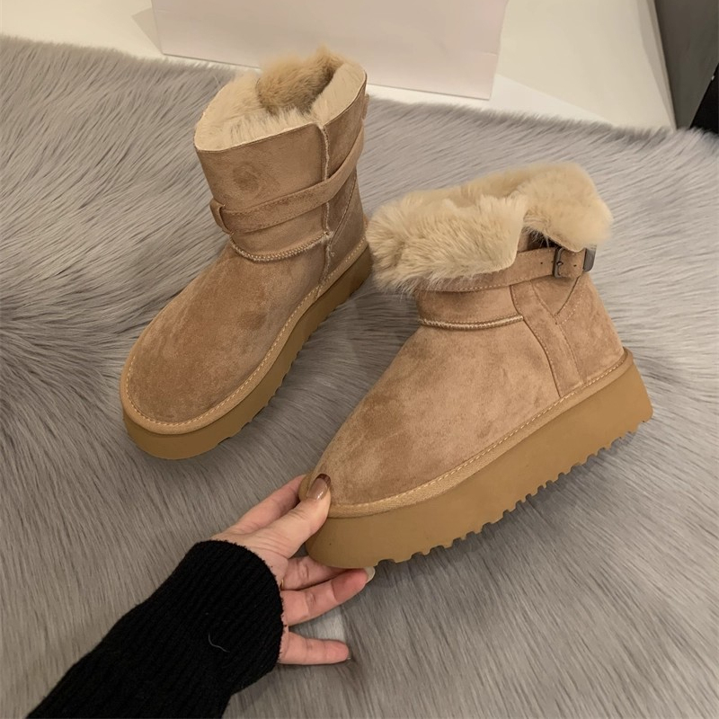 新款冬季加绒保暖棉鞋厚底雪地靴