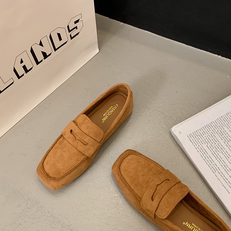 秋季新款一脚蹬复古单鞋乐福鞋女