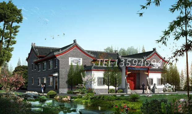 二层中式四合院建筑施工图全套 北京四合院建筑设计图纸带效果图