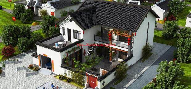 300平三间二合院设计图纸中式二层别墅四合院图纸效果图建筑设计