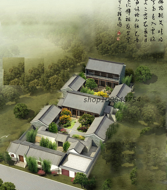 北京四合院住宅建筑设计cad施工图 中式三进四合院cad图纸效果图