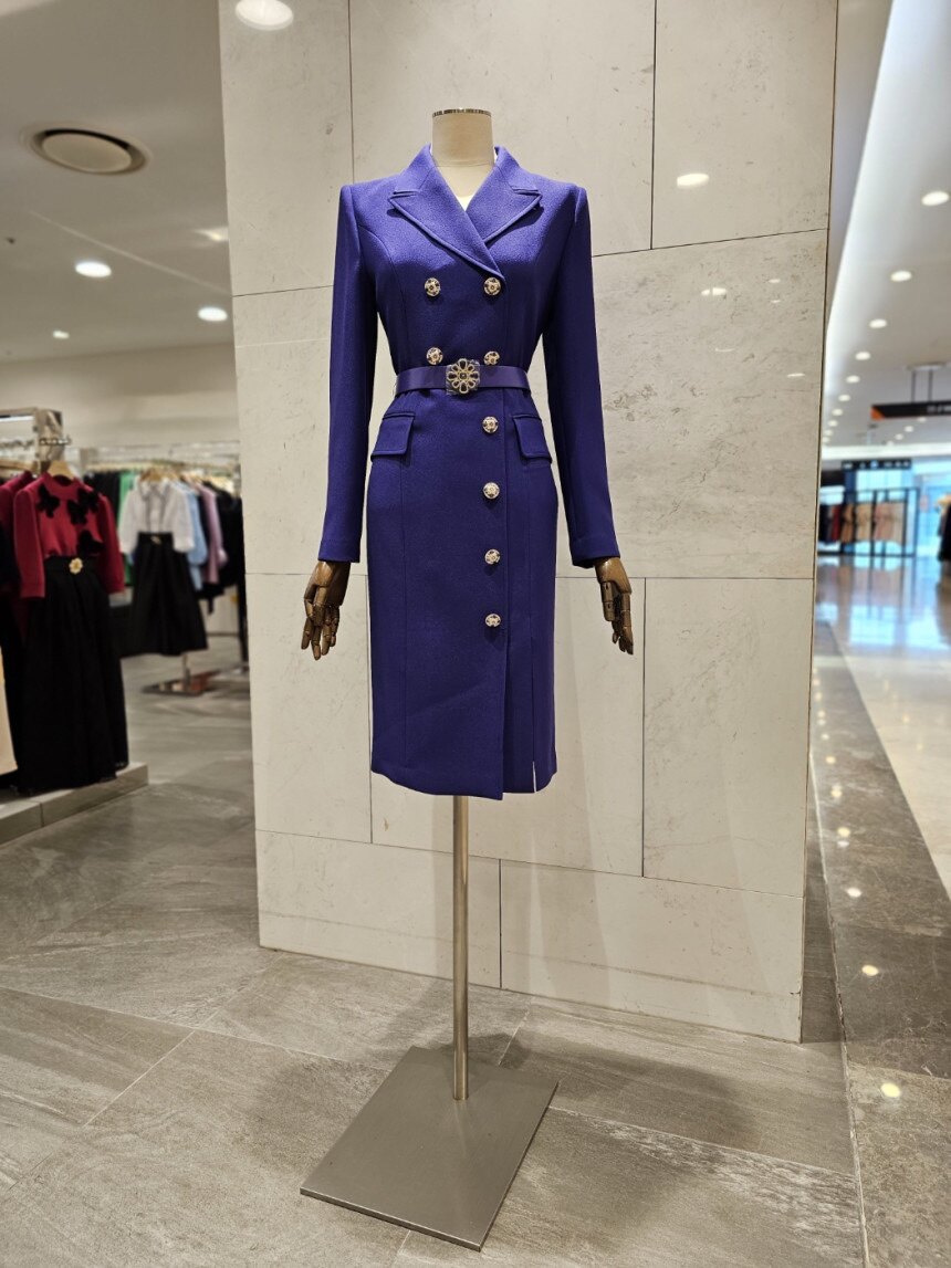 韩国直邮代购MOJO S.PHINE莫佐22秋冬新品西装领气质修身连衣裙厚