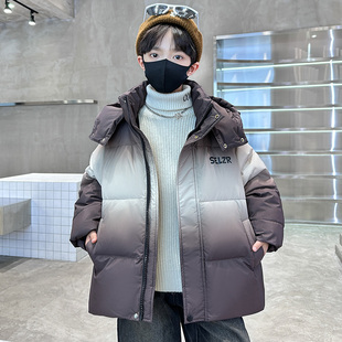 童装2025男童渐变羽绒服短款厚款秋冬款羽绒内胆中大儿童冬装外套