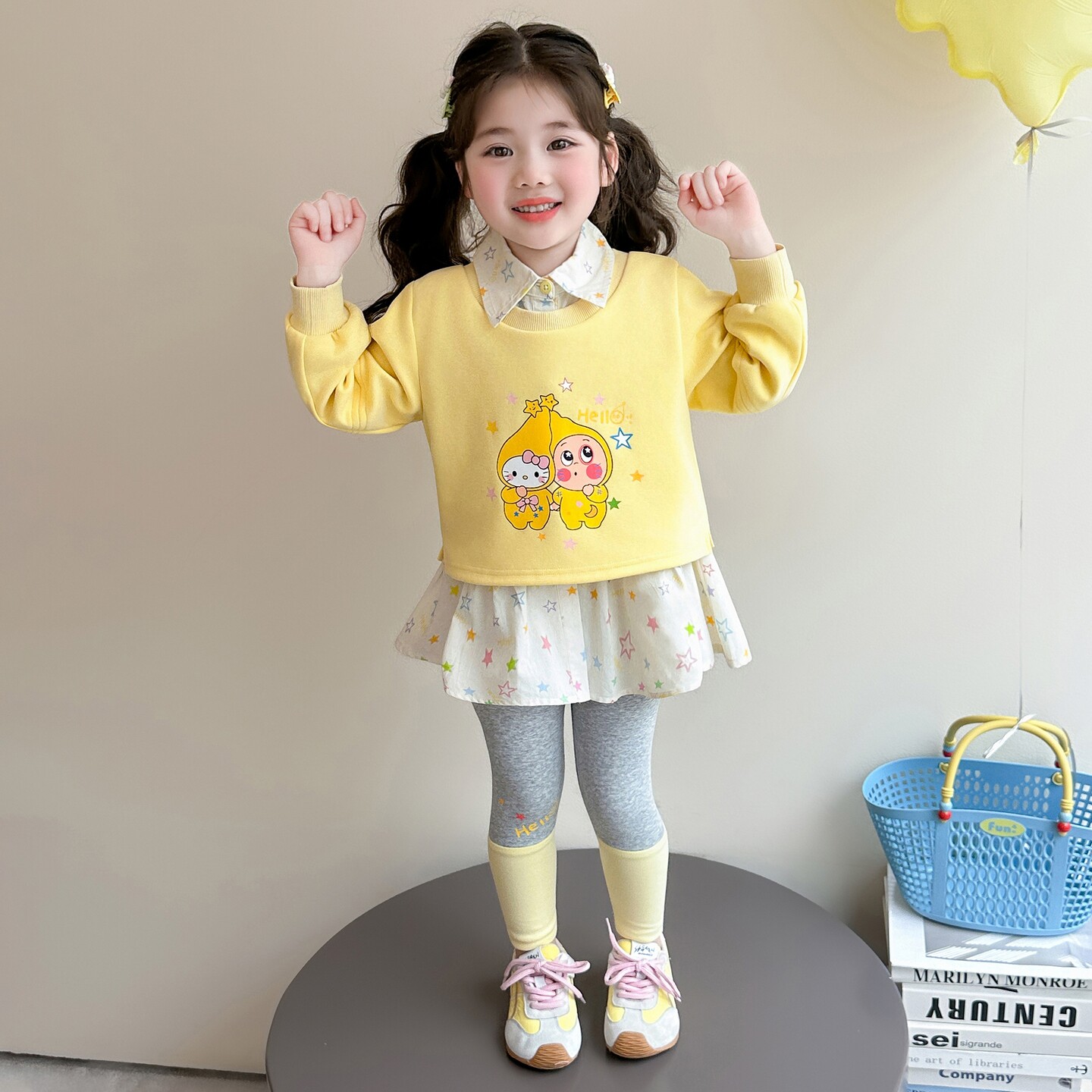 女童春秋假两件翻领两件套